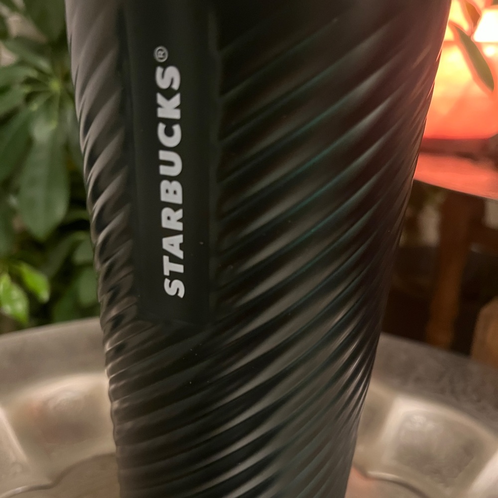 STARBUCKS GREEN SWIRLED STAINLESS STEEL TUMBLER 24OZ - Picture 2 of 4